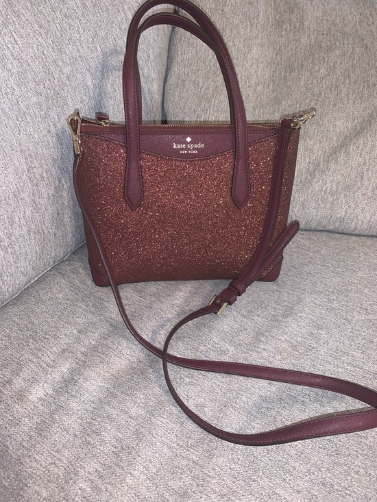 kate spade Handbags - kate spade New York shimmy glitter crossbody satchel in deep nova burgundy purse